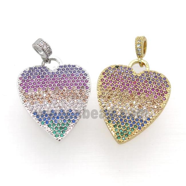 copper heart pendant pave zircon, mix