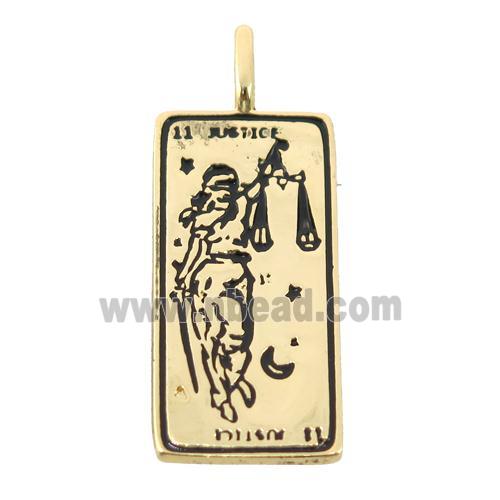 copper rectangle tarot card pendant, gold plated