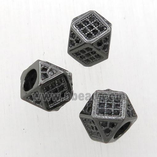 copper cube beads pave zircon, black plated
