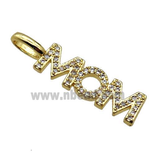 copper MOM pendant pave zircon, gold plated
