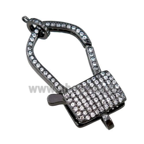 copper Carabiner Clasp paved zircon, black plated