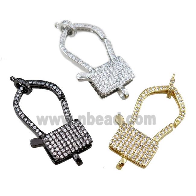 copper Carabiner Clasp paved zircon, mixed color