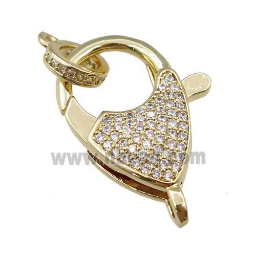 copper Carabiner Clasp paved zircon, gold plated