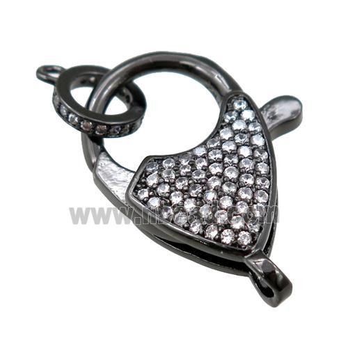 copper Carabiner Clasp paved zircon, black plated