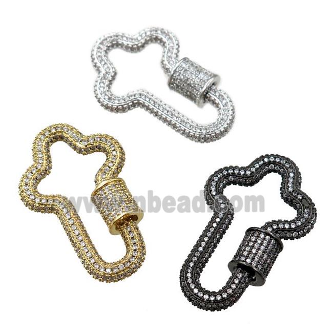 copper Carabiner Clasp micro paved zircon, mixed