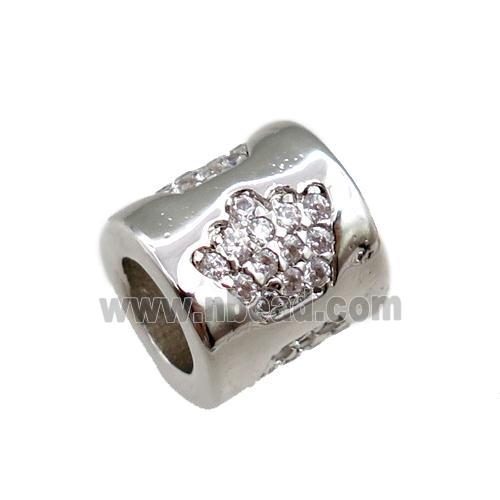 copper tube beads pave zircon, crown, platinum plated