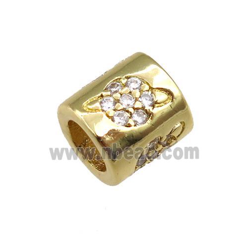 copper tube beads pave zircon, planet, gold plated