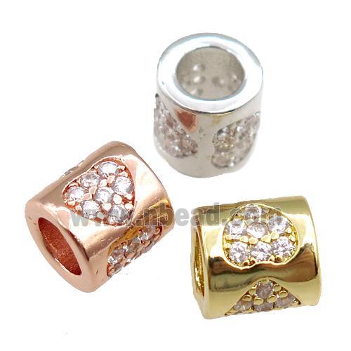 copper tube beads pave zircon, heart, mixed