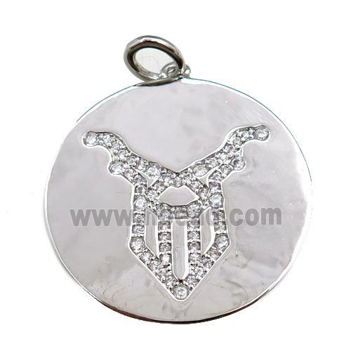 copper Capricorn pendant pave zircon, zodiac, platinum plated