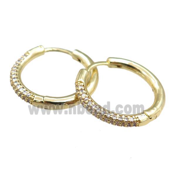 copper Hoop Earrings pave zircon, gold plated