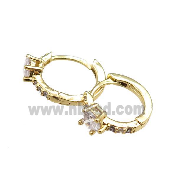 copper Hoop Earrings paved zircon, gold plated