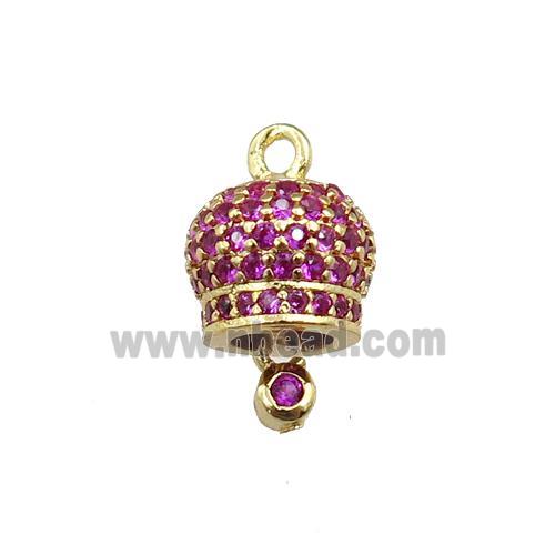 copper bell pendant pave zircon, gold plated
