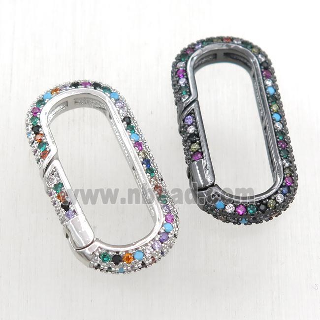 copper Carabiner Clasp paved zircon, mixed