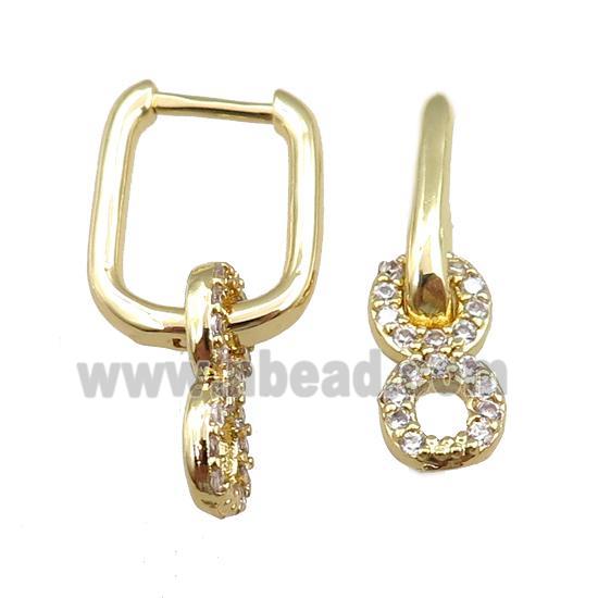 copper Latchback Earrings pave zircon, gold plated