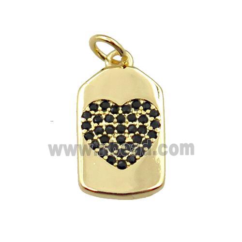 copper lock pendant pave zircon with heart, gold plated