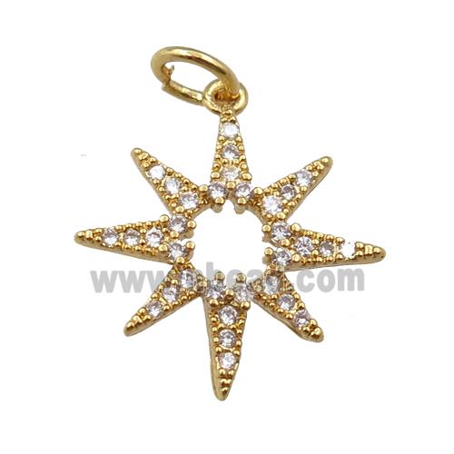 copper northstar pendant pave zircon, gold plated