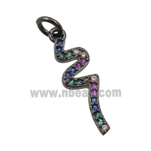 copper snake pendant pave zircon, black plated