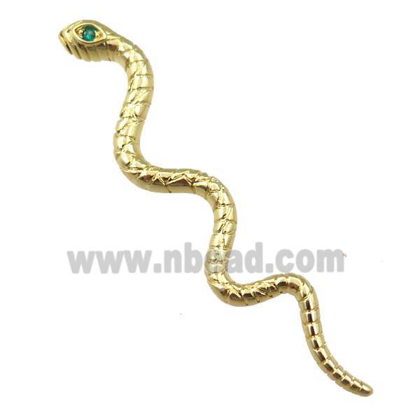 copper snake pendant pave zircon, gold plated