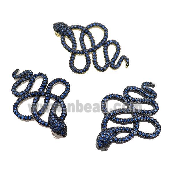 copper snake pendant pave blue zircon, mixed