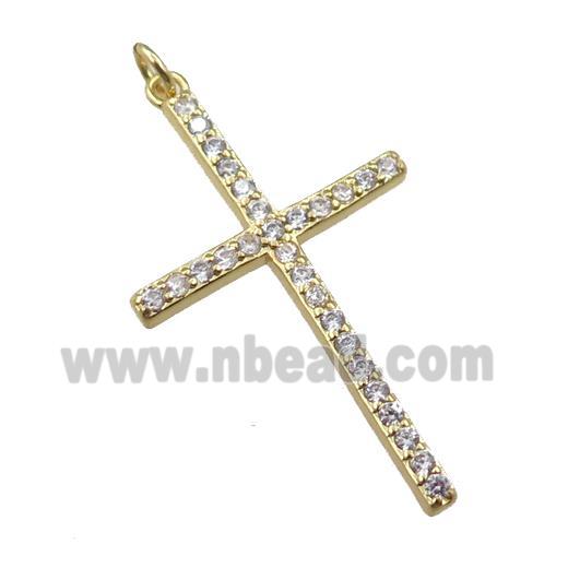 copper cross pendant pave zircon, gold plated