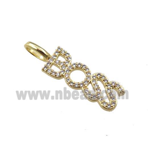 copper BOSS pendant pave zircon, gold plated