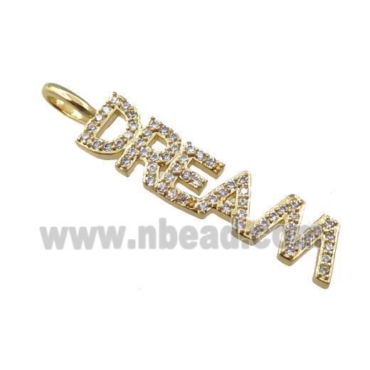 copper DREAM pendant pave zircon, gold plated