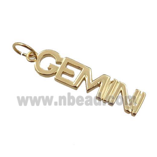 copper zodiac GEMINI pendant, gold plated