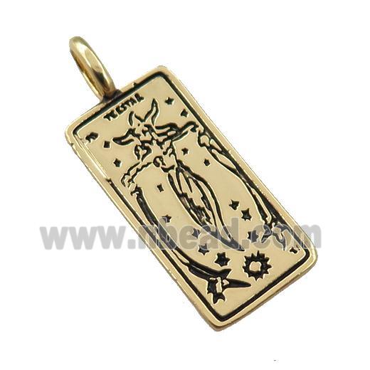 copper tarot card pendant, siren, gold plated