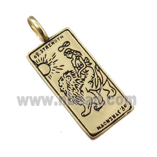 copper tarot card pendant, lion, gold plated