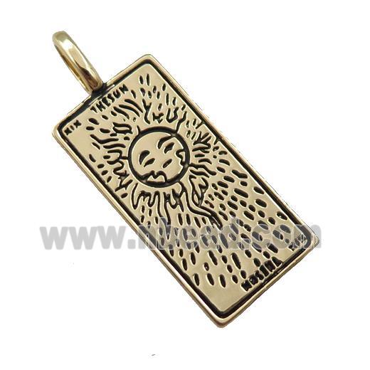 copper tarot card pendant, sun, gold plated