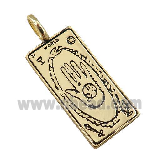 copper tarot card pendant, hand, gold plated