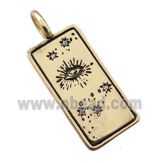 copper tarot card pendant, eye star, gold plated