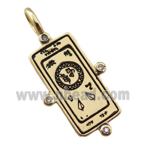 copper tarot card pendant, gold plated