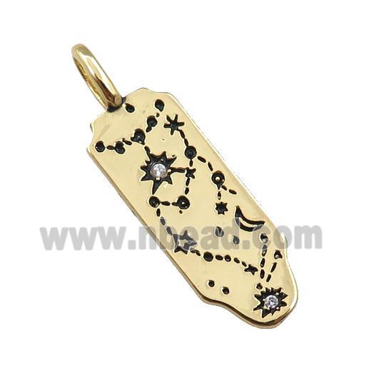 copper tarot card pendant, dipper, gold plated