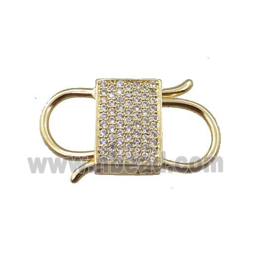 copper clasp pave zircon, gold plated