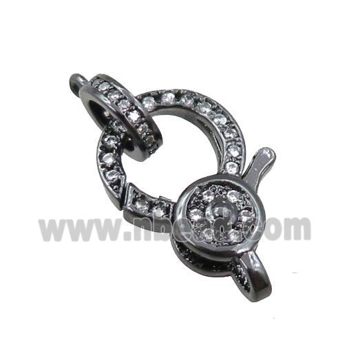 copper lobster clasp pave zircon, black plated