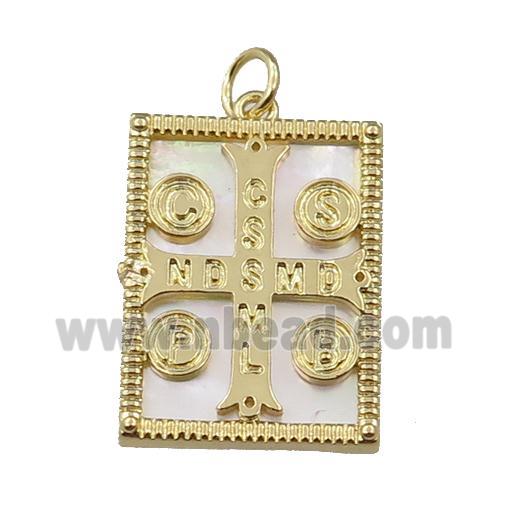 copper Frame pendant with anglican cross, gold plated