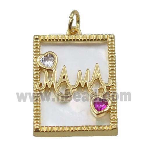 copper Frame pendant with heart MAMA, gold plated