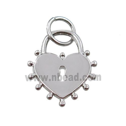 copper lock pendant, platinum plated
