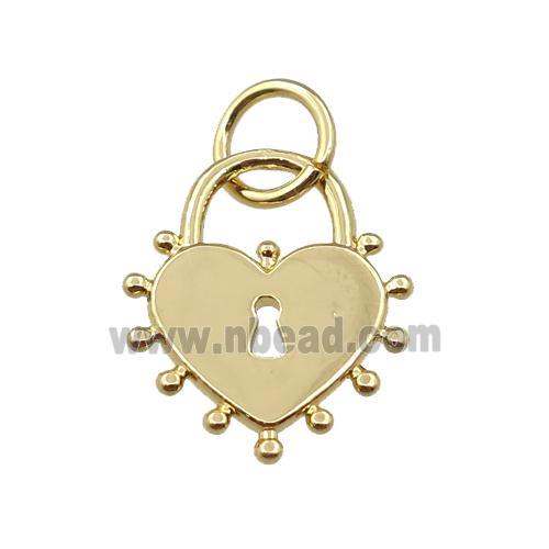 copper lock pendant, gold plated