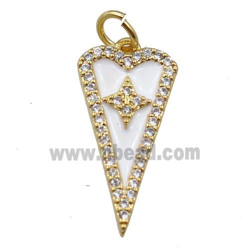 copper arrowhead pendant pave zircon, star, gold plated
