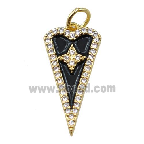 copper arrowhead pendant pave zircon, star, gold plated