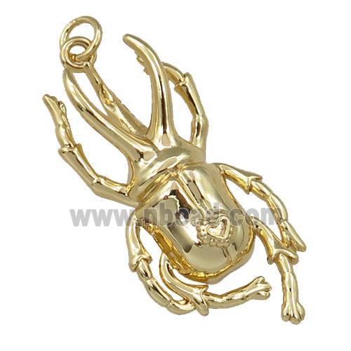 copper beetle charm pendant, gold plated
