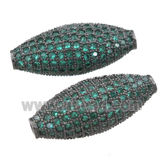 copper barrel beads pave green zircon, black plated