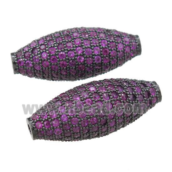 copper barrel beads pave hotpink zircon, black plated