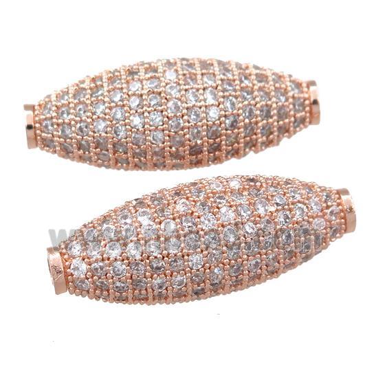 copper rice beads pave zircon, rose gold