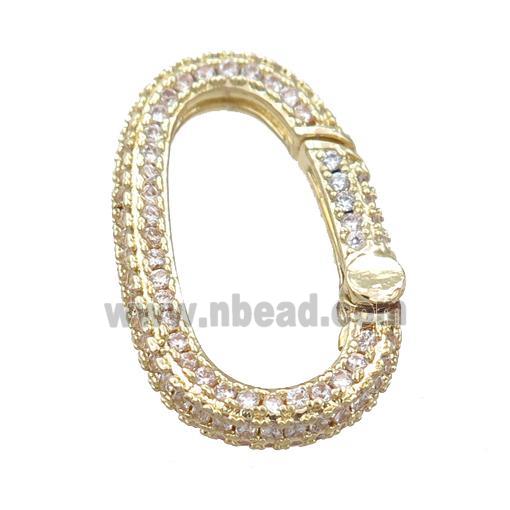 copper Carabiner Clasp pave zircon, gold plated