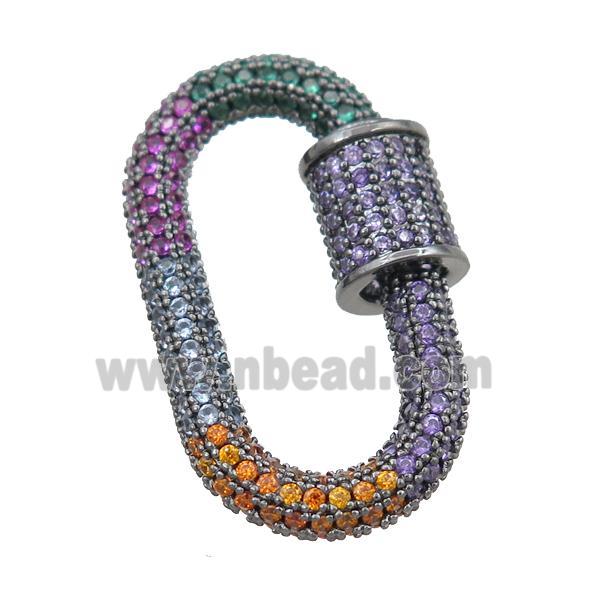 copper Carabiner Clasp pave zircon, black plated