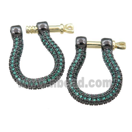 copper clasp pave green zircon, black plated