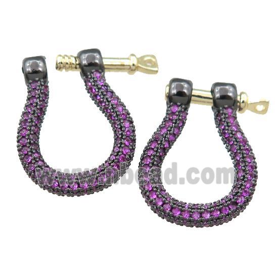 copper clasp pave hotpink zircon, black plated
